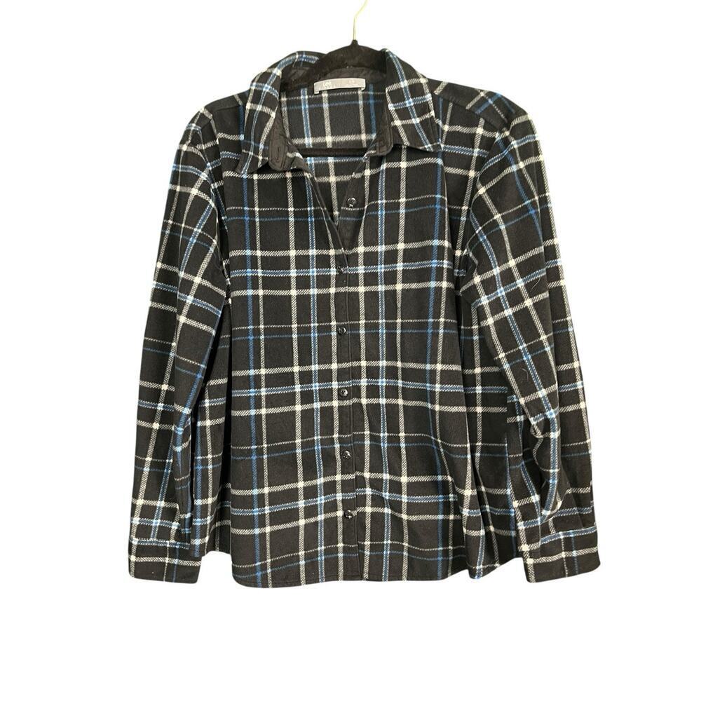 Lee Riders Flannel Shirt Black Plaid Grunge Unisex Men Size L Hipster Camp Soft - Picture 2 of 7